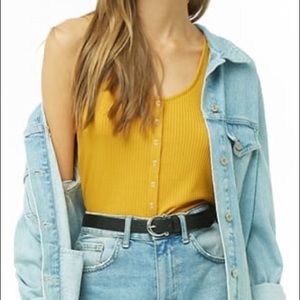 yellow button up tank top